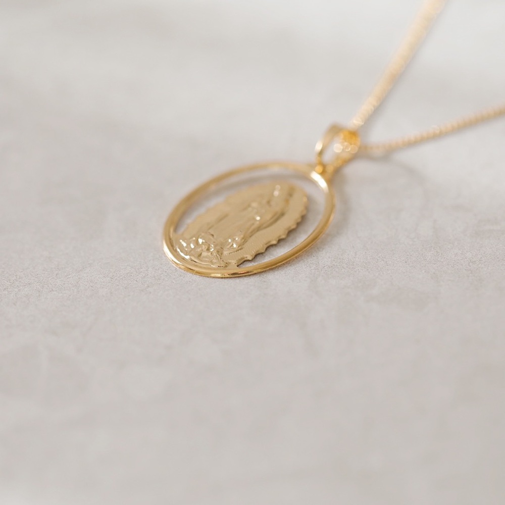 Large Virgin Mary Necklace | 18k Gold Filled - Picture 2 of 5